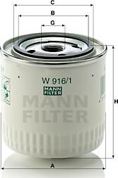 Mann-Filter W 916/1 - Eļļas filtrs www.autospares.lv