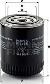 Mann-Filter W 930/9 - Eļļas filtrs www.autospares.lv