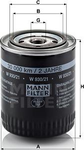 Mann-Filter W 930/21 - Eļļas filtrs www.autospares.lv