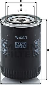 Mann-Filter W 933/1 - Eļļas filtrs www.autospares.lv