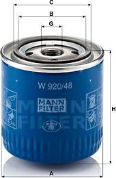 Mann-Filter W 920/48 - Eļļas filtrs www.autospares.lv