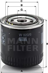 Mann-Filter W 920/6 - Eļļas filtrs www.autospares.lv