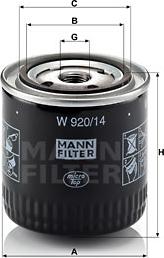 Mann-Filter W 920/14 - Eļļas filtrs www.autospares.lv