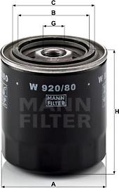 Mann-Filter W 920/80 - Eļļas filtrs www.autospares.lv