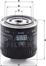 Mann-Filter W 920 - Eļļas filtrs www.autospares.lv