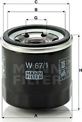 Mann-Filter W 67/1 - Eļļas filtrs www.autospares.lv