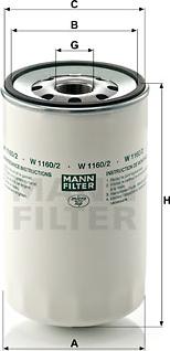 Mann-Filter W 1160/2 - Eļļas filtrs www.autospares.lv