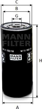 Mann-Filter W 11 102/18 - Eļļas filtrs www.autospares.lv