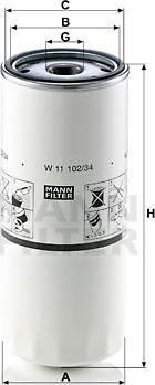Mann-Filter W 11 102/34 - Eļļas filtrs www.autospares.lv