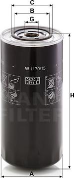 Mann-Filter W 1170/15 - Eļļas filtrs www.autospares.lv