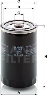 Mann-Filter W 719/4 - Eļļas filtrs www.autospares.lv