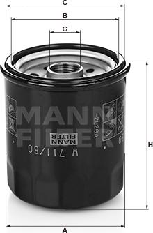 Mann-Filter W 711/80 - Eļļas filtrs www.autospares.lv