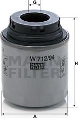 Mann-Filter W 712/94 - Eļļas filtrs www.autospares.lv