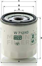 Mann-Filter W 712/43 - Eļļas filtrs www.autospares.lv