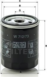 Mann-Filter W 712/73 - Eļļas filtrs www.autospares.lv