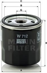 Mann-Filter W 712 - Eļļas filtrs www.autospares.lv