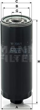 Mann-Filter W 735/1 - Eļļas filtrs www.autospares.lv