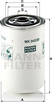 Mann-Filter WK 940/20 - Degvielas filtrs www.autospares.lv