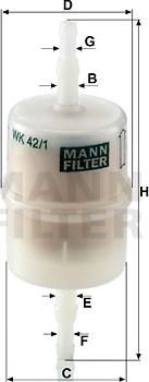 Mann-Filter WK 42/1 - Degvielas filtrs www.autospares.lv