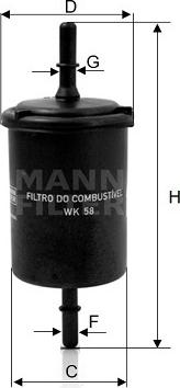 Mann-Filter WK 58 - Degvielas filtrs www.autospares.lv