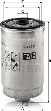 Mann-Filter WK 824/3 - Degvielas filtrs www.autospares.lv
