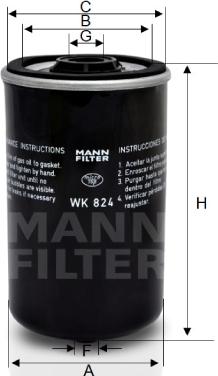 Mann-Filter WK 824 - Degvielas filtrs www.autospares.lv