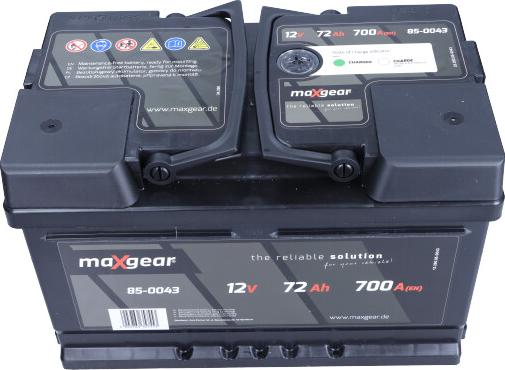 Maxgear 85-0043 - Startera akumulatoru baterija www.autospares.lv