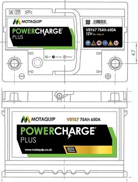 Motaquip VBY67 - Startera akumulatoru baterija www.autospares.lv