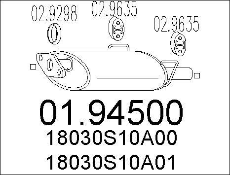 MTS 01.94500 - Izplūdes gāzu trokšņa slāpētājs (pēdējais) www.autospares.lv