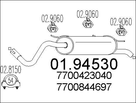 MTS 01.94530 - Izplūdes gāzu trokšņa slāpētājs (pēdējais) www.autospares.lv