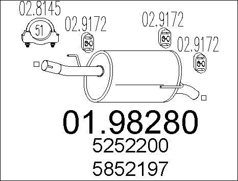 MTS 01.98280 - Izplūdes gāzu trokšņa slāpētājs (pēdējais) www.autospares.lv