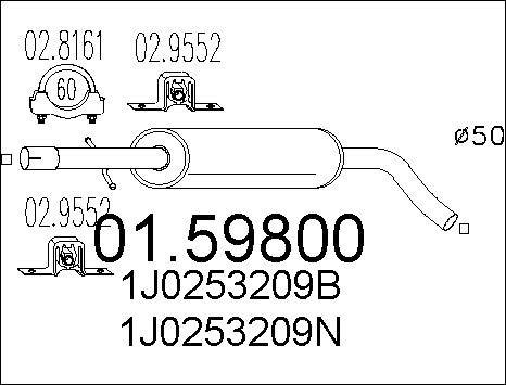 MTS 01.59800 - Vidējais izpl. gāzu trokšņa slāpētājs www.autospares.lv
