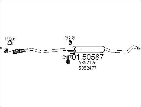 MTS 01.50587 - Vidējais izpl. gāzu trokšņa slāpētājs www.autospares.lv
