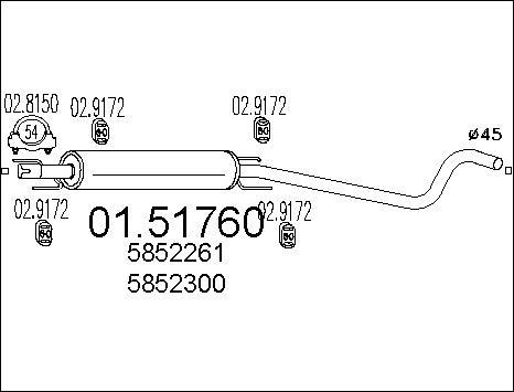 MTS 01.51760 - Vidējais izpl. gāzu trokšņa slāpētājs www.autospares.lv