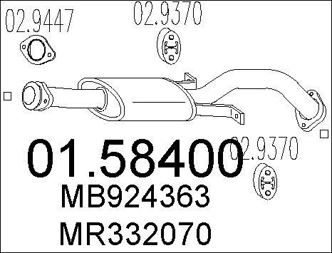 MTS 01.58400 - Vidējais izpl. gāzu trokšņa slāpētājs www.autospares.lv