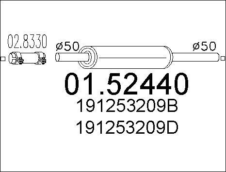 MTS 01.52440 - Vidējais izpl. gāzu trokšņa slāpētājs www.autospares.lv