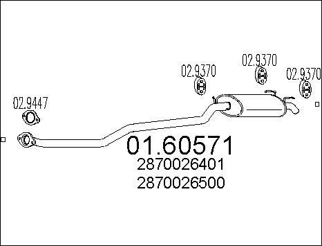 MTS 01.60571 - Izplūdes gāzu trokšņa slāpētājs (pēdējais) www.autospares.lv
