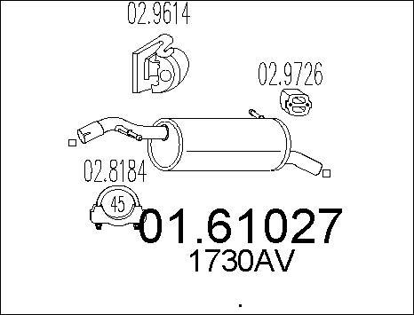 MTS 01.61027 - Izplūdes gāzu trokšņa slāpētājs (pēdējais) www.autospares.lv