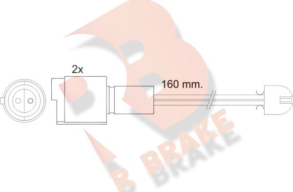 R Brake 610090RB - Indikators, Bremžu uzliku nodilums www.autospares.lv