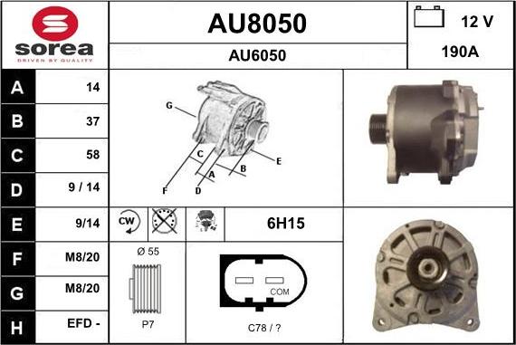 SNRA AU8050 - Ģenerators www.autospares.lv