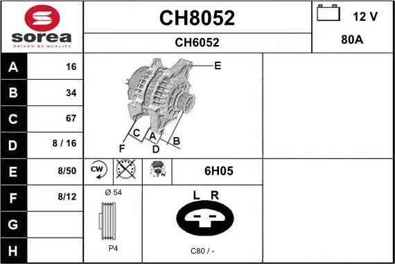 SNRA CH8052 - Ģenerators www.autospares.lv