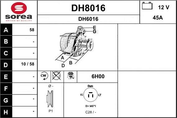 SNRA DH8016 - Ģenerators www.autospares.lv