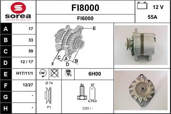 SNRA FI8000 - Ģenerators www.autospares.lv