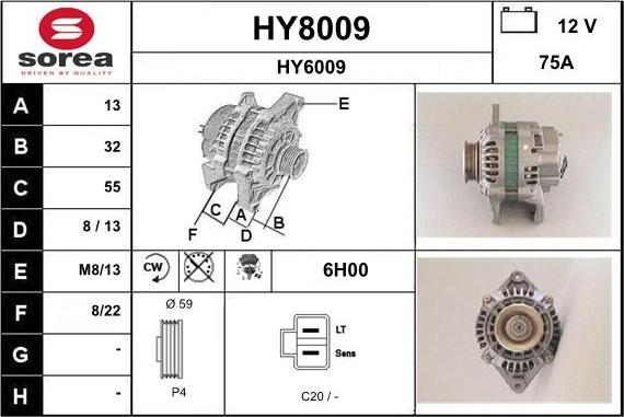 SNRA HY8009 - Ģenerators www.autospares.lv
