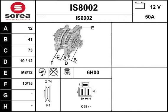 SNRA IS8002 - Ģenerators www.autospares.lv