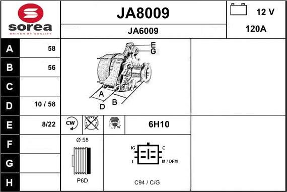 SNRA JA8009 - Ģenerators www.autospares.lv