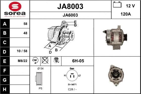 SNRA JA8003 - Ģenerators www.autospares.lv