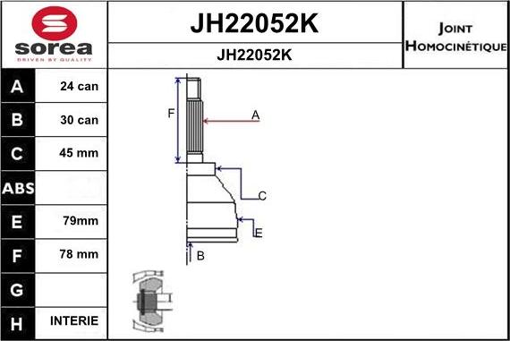 SNRA JH22052K - Šarnīru komplekts, Piedziņas vārpsta www.autospares.lv