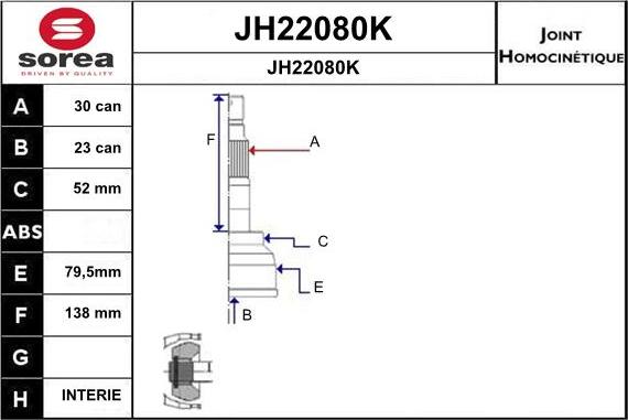 SNRA JH22080K - Šarnīru komplekts, Piedziņas vārpsta www.autospares.lv