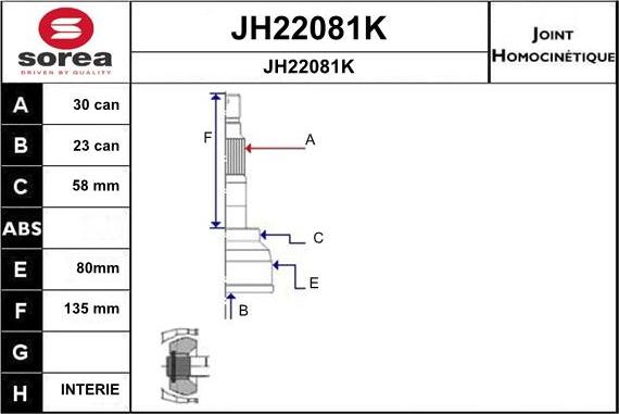 SNRA JH22081K - Šarnīru komplekts, Piedziņas vārpsta www.autospares.lv